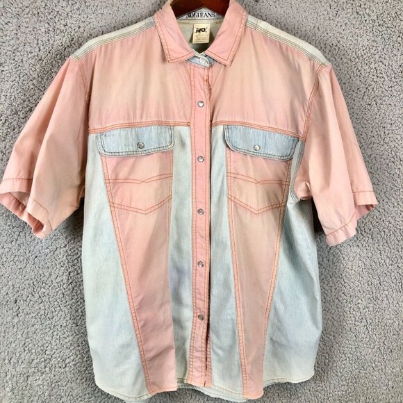 Vintage 80's Absolutely‎ No! Jeans Authentic Womens Collard Shirt Size Large - Picture 2 of 7